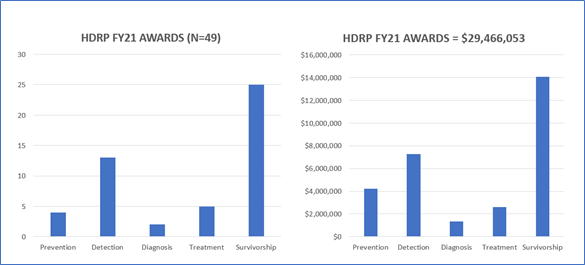 Graph showing the categorical breakdown of HDRP FY 2021 grants