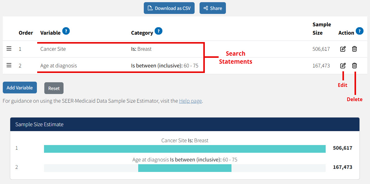 picture of the search statements
